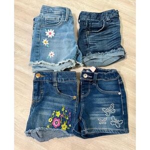 Jumping Beans Girls Shorts Light Blue Denim Embroidered Daisy Cute Casual